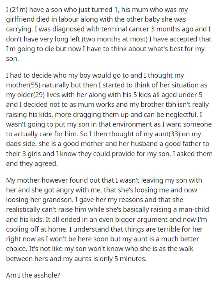 OP posts his story on Reddit, where he discusses the situation and why he made this decision.