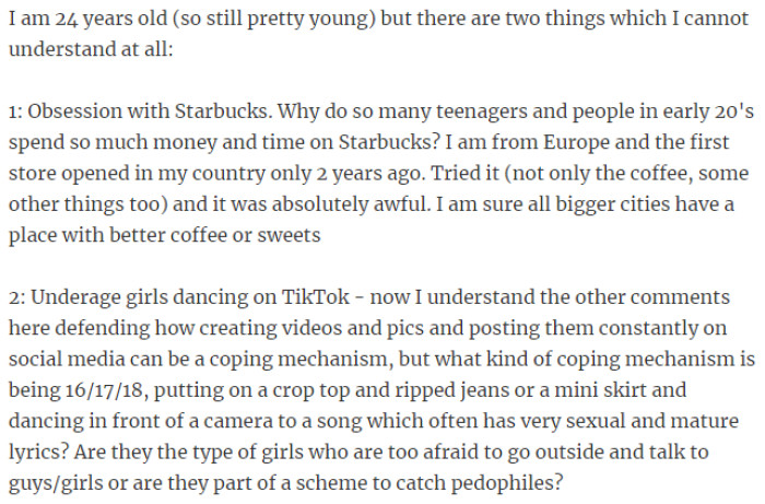 28. Starbucks & Underage girls dancing on TikTok