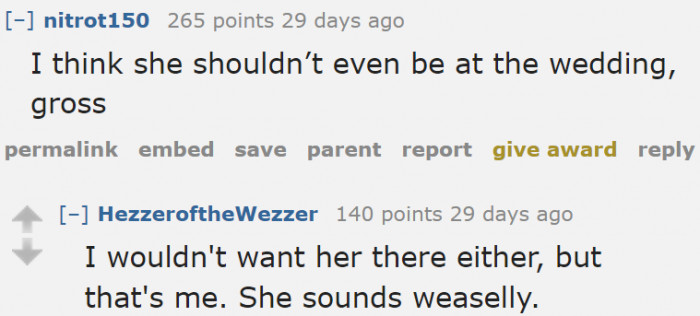 Redditors think that having that woman at the wedding is a bad idea.