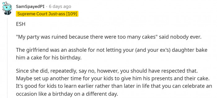 Personally, I think that this comment stole the cake. No pun intended.