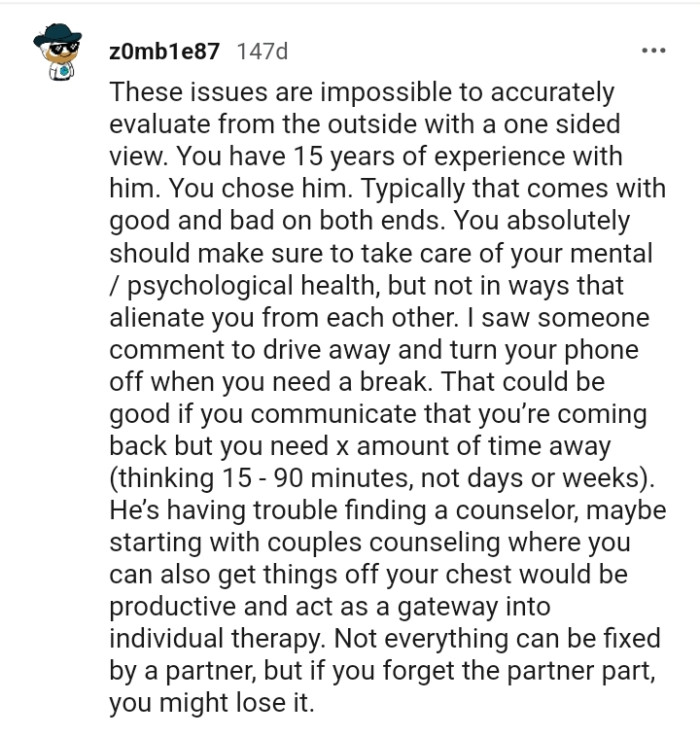 That could be good if the OP communicates that she's coming back