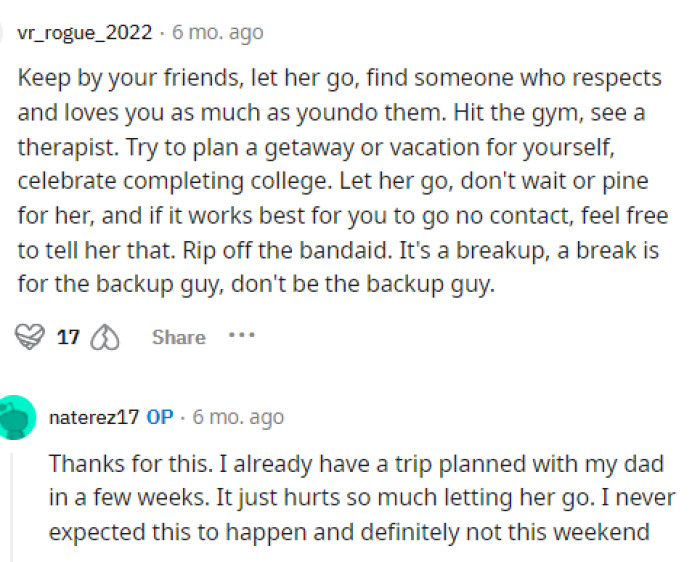 I'd definitely be staying close to my friends because otherwise, there's no reason to move to where his girlfriend is currently staying.