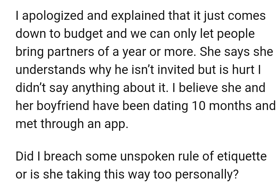 The OP believes she and her boyfriend have been dating for 10 months