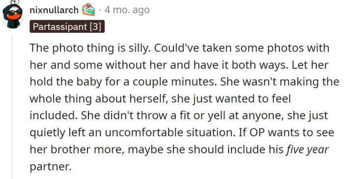 The girlfriend just wanted to be a part of their family