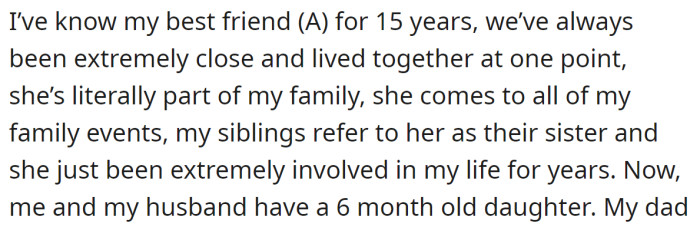 OP clarified how strong her friendship with her best friend is.