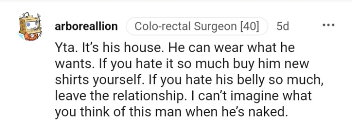 If the OP hates his stomach so much, she should leave the relationship