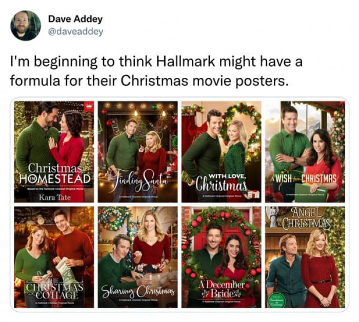 26. Having a formula for their Christmas movie posters