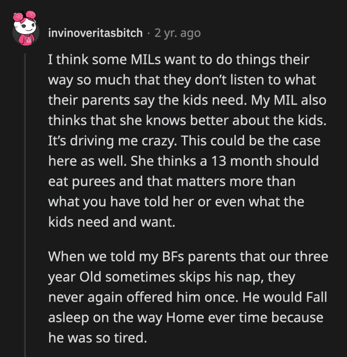 Other Parents Think That OP's MIL Believes She Is a Better Parent Than OP