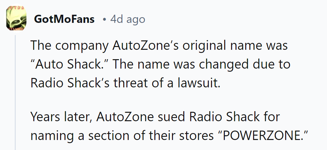 AutoZone: From Auto Shack to powerhouse - irony is their legal muscle flexing.