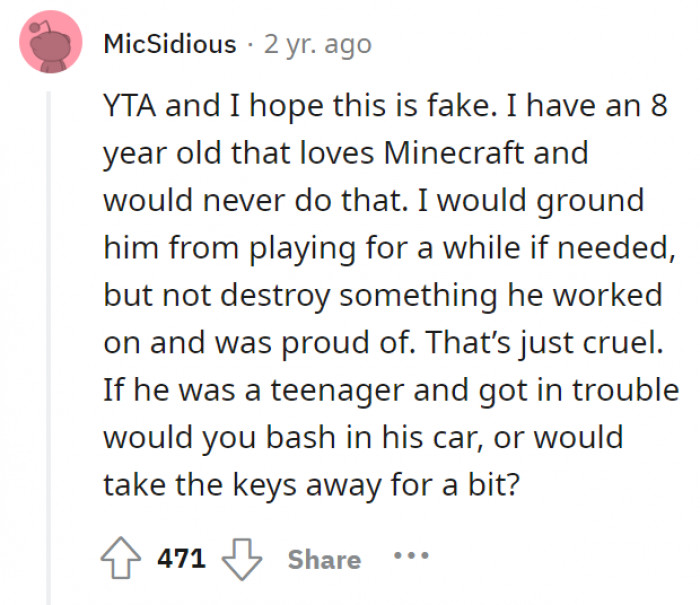 The OP’s parenting decision just wasn’t as effective as she thought it would be.