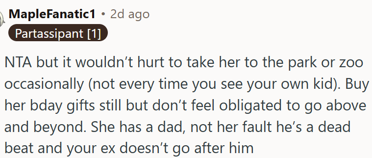 Not obligated to support ex’s child.