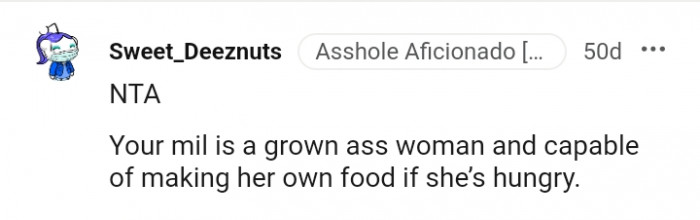 She is capable of making her own food