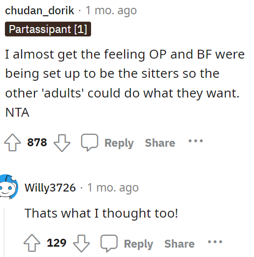 Some people believed that they were being set up to act as babysitters for the kids so the parents could do whatever they wanted.