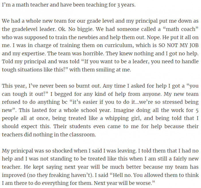 13. From a math teacher who's been teaching for three years