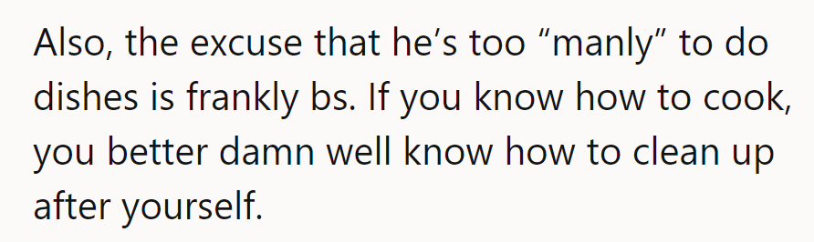 YTA. Even lumberjacks do dishes. Cooking without cleaning is just creating a mess, not a meal.