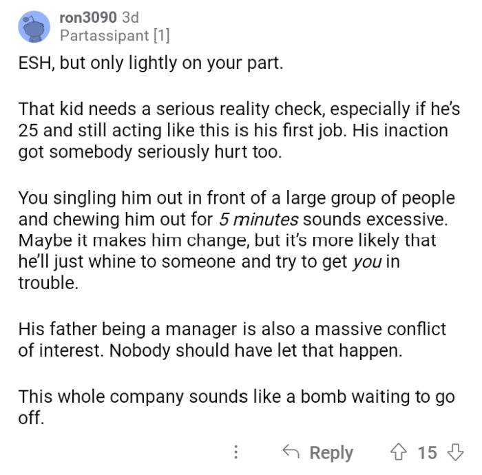 A serious reality check for him.