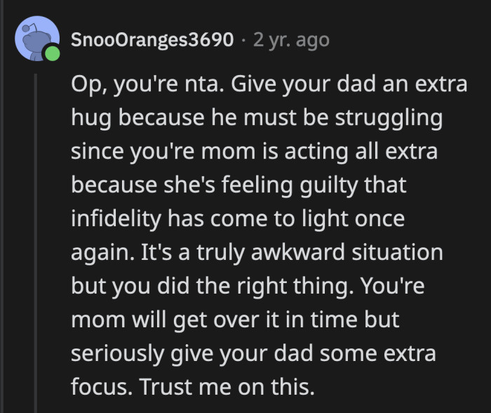 How ironic is it for OP's mom to call her a traitor? As if asking OP to keep a secret and then OP revealing the secret is the biggest betrayal she can think of.