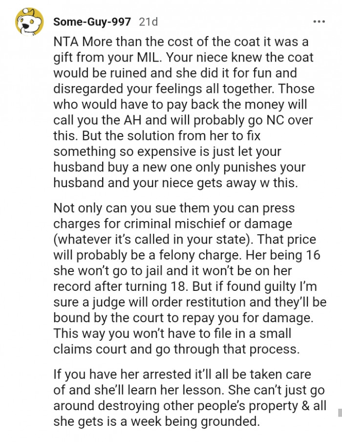 You can press charges for criminal mischief