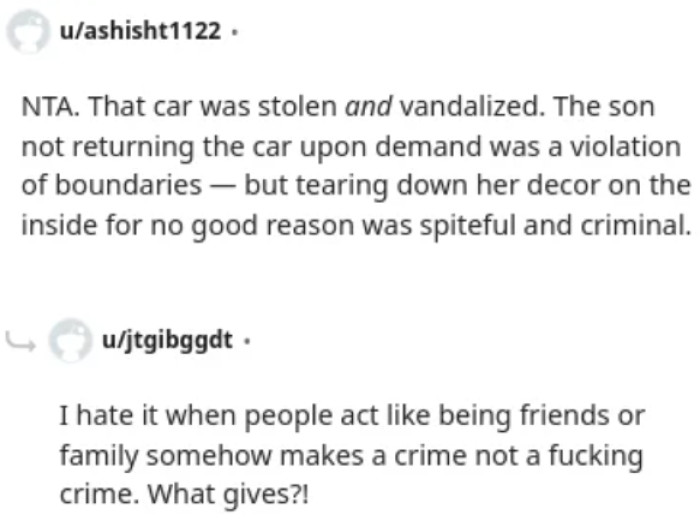 The son deserved it. He was breaking the law.