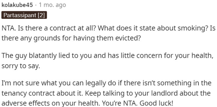 Check the contract to see if it addresses smoking and potential grounds for eviction