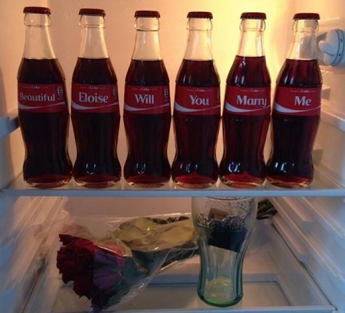 "Marriage Proposal With Coca Cola Bottles"