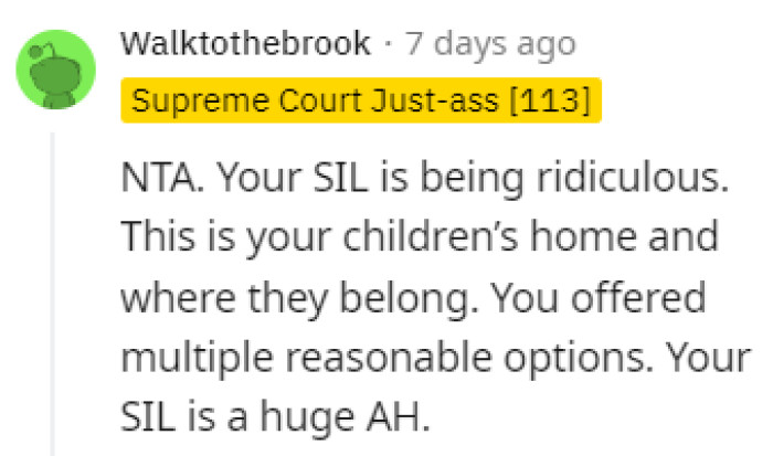 OP offered multiple reasonable options