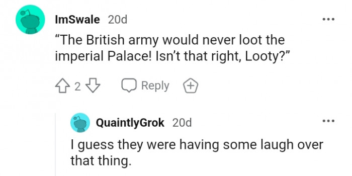The British army would never loot the imperial palace