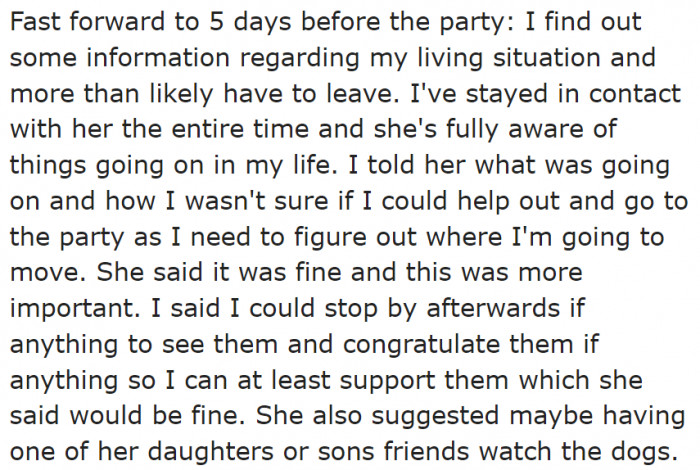 The OP told their coworker about their living situation.