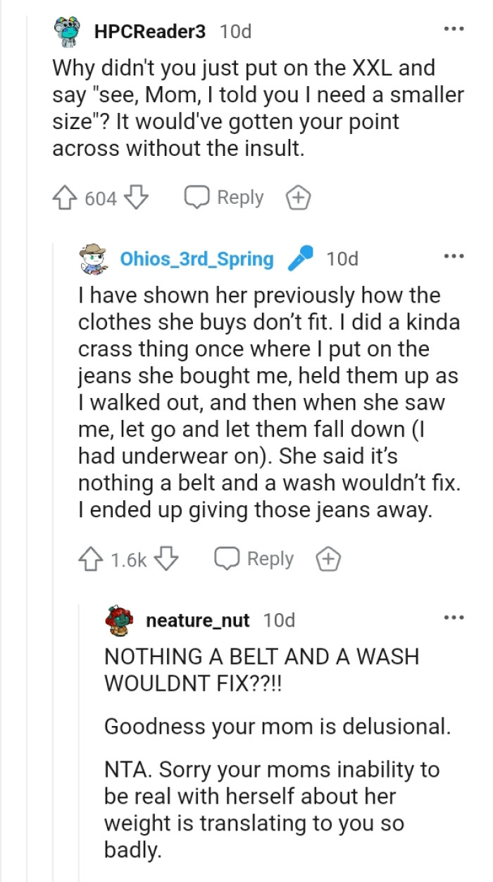 The OP told the mom she needed a smaller size