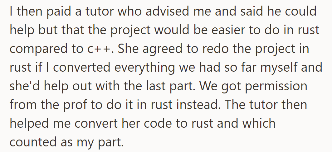 Tutor advised Rust; she agreed. Professor approved. The tutor helped, which counted as his contribution.