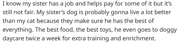 OP realizes that her sister has a job and contributes to expenses, but she still believes it is unfair.