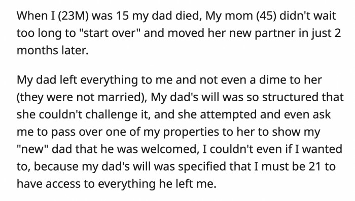 Is OP an a**hole for changing the locks in his own home and essentially making his mom homeless? You can read the rest of his story below: