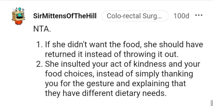 She insulted your act of kindness