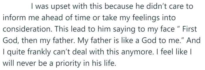 He told her his father is 