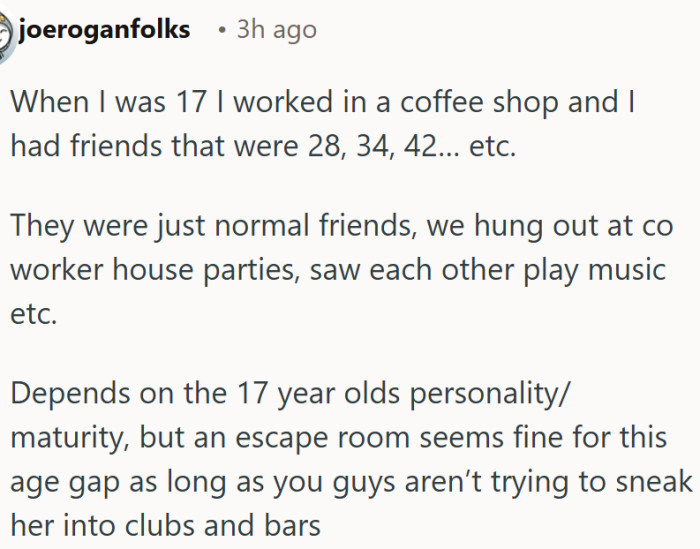 Age gaps in friendships are normal when centered on shared hobbies and maturity