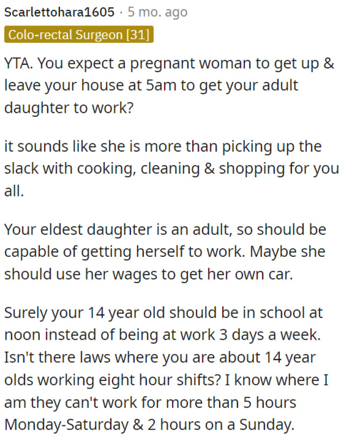 It seems like she's already doing a lot by cooking, cleaning, and shopping for all of them.