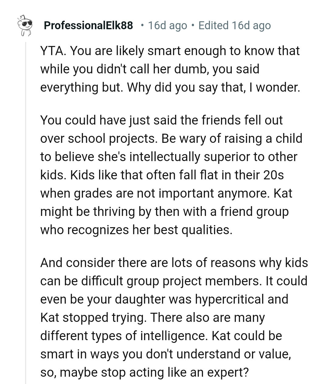 Kat might be thriving by then with a friend group