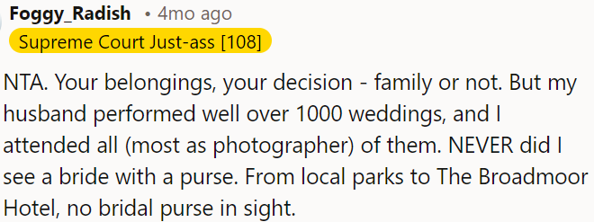 It's OP's stuff; her call, family or not.