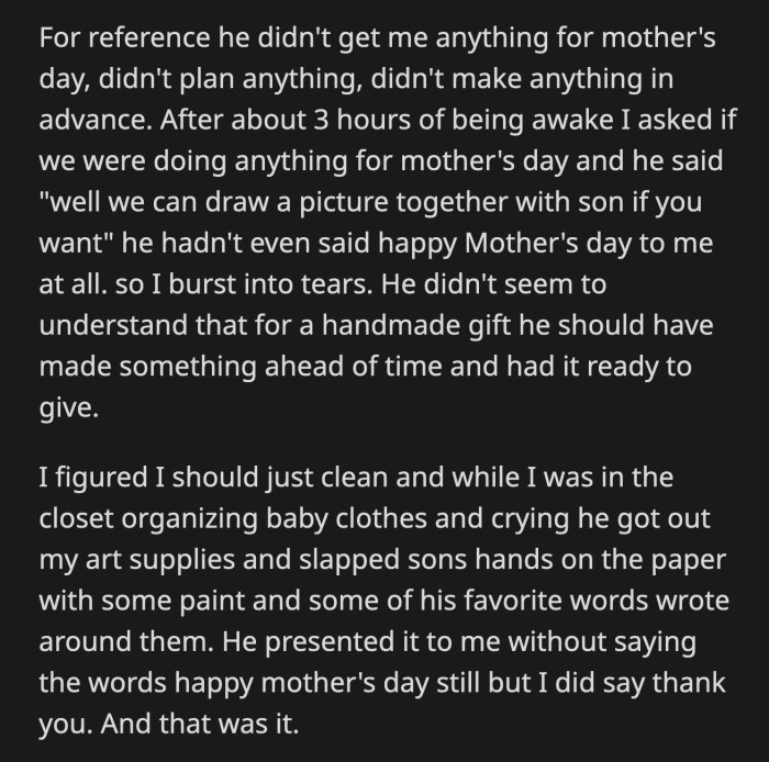 He also left her expensive art supplies within reach of their son