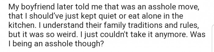 OP's boyfriend wasn't happy about her behavior, calling it an 