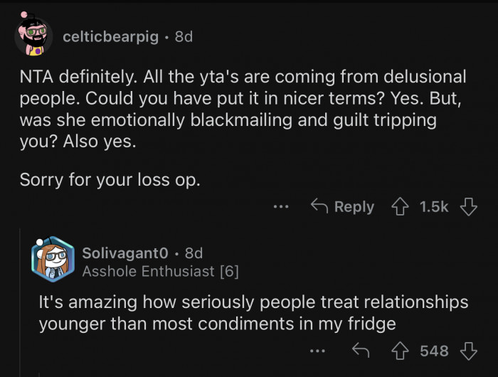 OP’s ex tried to emotionally blackmail and guilt trip him.
