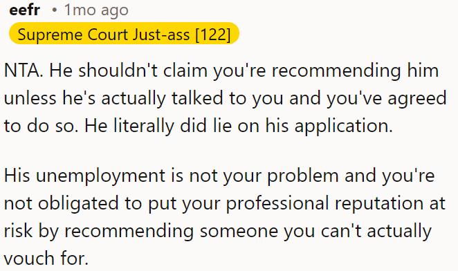 OP shouldn't risk his professional reputation for someone he can't vouch for.