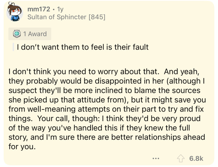 Here's how the Reddit community reacted to u/ThrowRAhelplost's update: