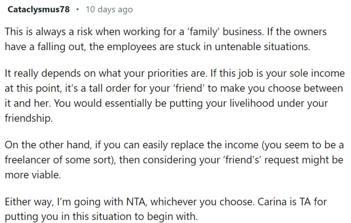 Working for a family business has this risk...