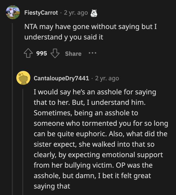 OP May Have Been an Ass for Saying What He Said and When He Said It, but Ava Tormented Him and Still Treats Him Like an Outsider in Their Family