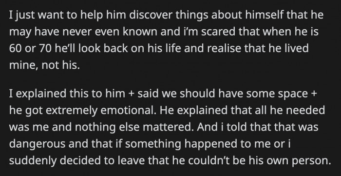 She explained her thoughts to him