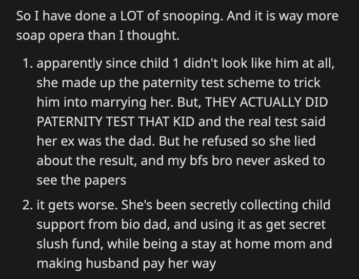 The trickery is more sinister than your classic cheating story. Her BIL's wife is a diabolical person, and she knew what she was doing to her husband all these years.