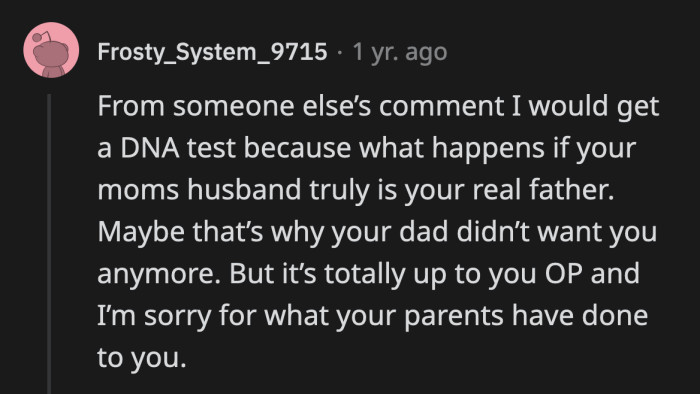 OP Reiterated in Another Comment That He Has No Interest in Finding Out the Truth About His Paternity