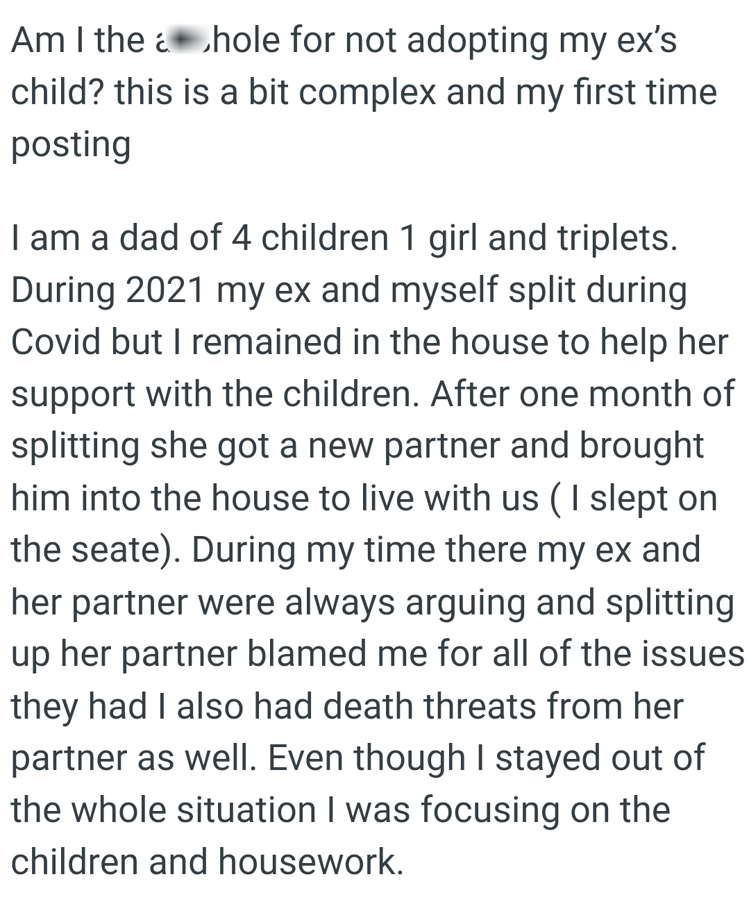 After one month of splitting, OP's ex got a new partner and brought him into the house