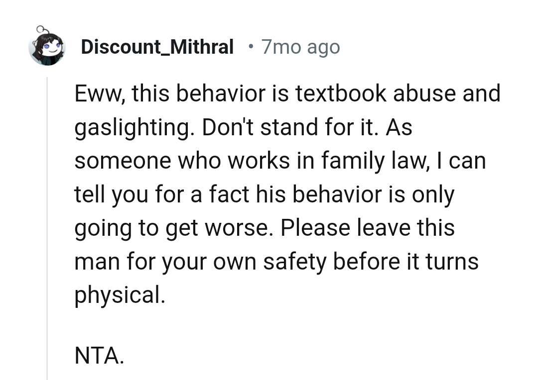 The OP should leave him for her own safety